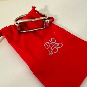 UNO de 50 Silver-Tone Link Bracelet with Red Pouch